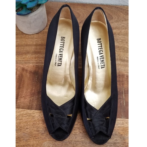 NWOT Vintage Bottega Veneta Peep Toe Satin Heels - Picture 4 of 7